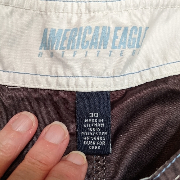 American Eagle Men's Brown Unlined Swim Trunks Size 30 - Picture 2 of 7